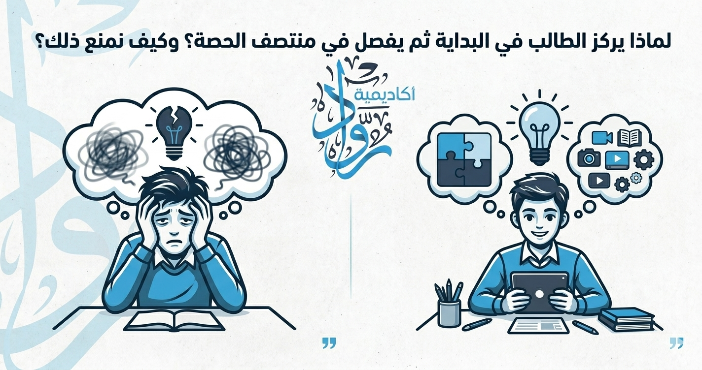 لماذا يركّز الطالب في بداية الحصة ثم يفقد تركيزه؟ وكيف يمكن تجنّب ذلك؟